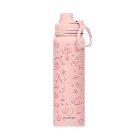 Garrafa Térmica Fresh Rosa + Ebook - Nutrição