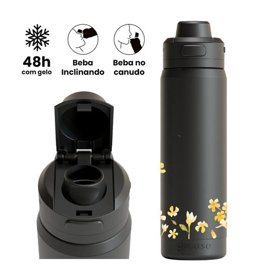 Garrafa Térmica Flip Pro + Ebook -  Bela Flor