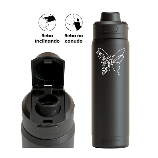 Garrafa Térmica Flip Pro - Borboleta Botânica
