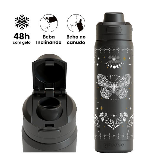 Garrafa Térmica Flip Pro + Ebook - Borboleta de Sorte