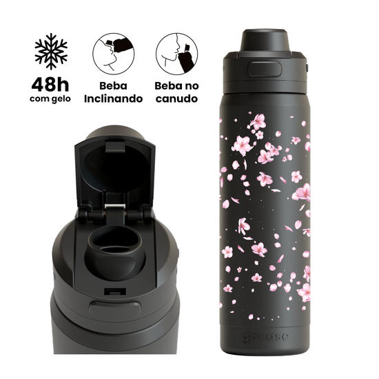 Garrafa Térmica Flip Pro + Ebook -  Cerejeiras Flutuantes