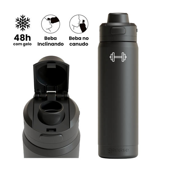 Garrafa Térmica Flip Pro + Ebook -  Elementos Fitness