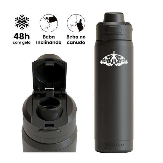 Garrafa Térmica Flip Pro + Ebook -  Borboleta Minimalista
