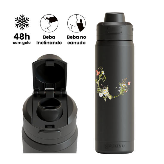 Garrafa Térmica Flip Pro - Inicial Arranjo de Flores