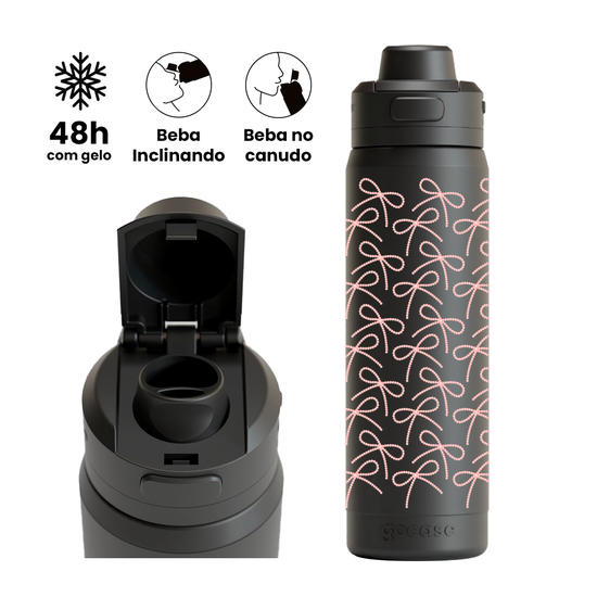 Garrafa Térmica Flip Pro -  Laços Rose
