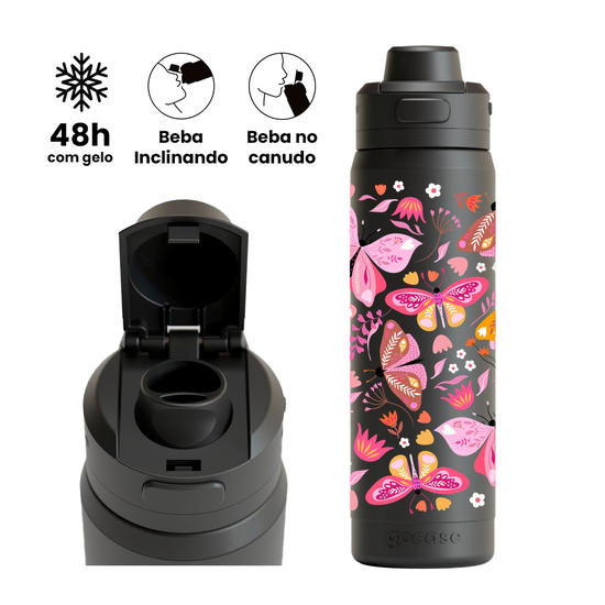 Garrafa Térmica Flip Pro + Ebook - Maxi Butterflies
