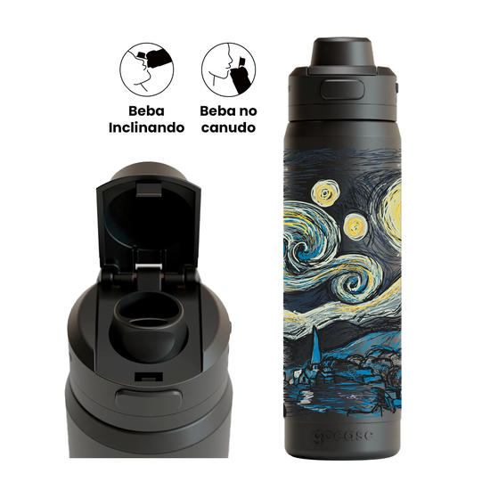 Garrafa Térmica Flip Pro - Van Gogh - Noite Estrelada