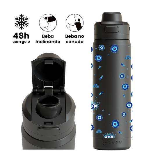 Garrafa Térmica Flip Pro - Olho Grego Customizada