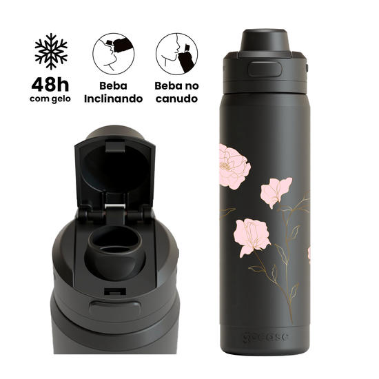 Garrafa Térmica Flip Pro - Rose Flower Line