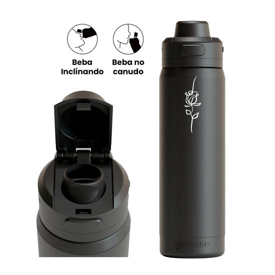 Garrafa Térmica Flip Pro - Rose Line Art