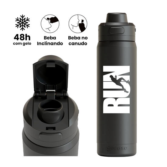 Garrafa Térmica Flip Pro + Ebook -  RUN - Masc.