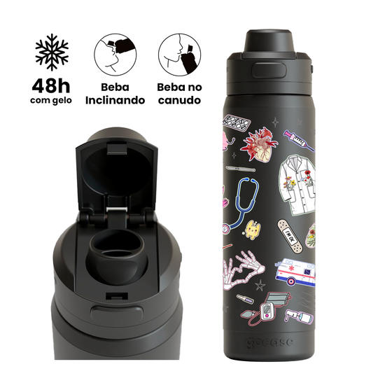 Garrafa Térmica Flip Pro -  Saúde Stickers