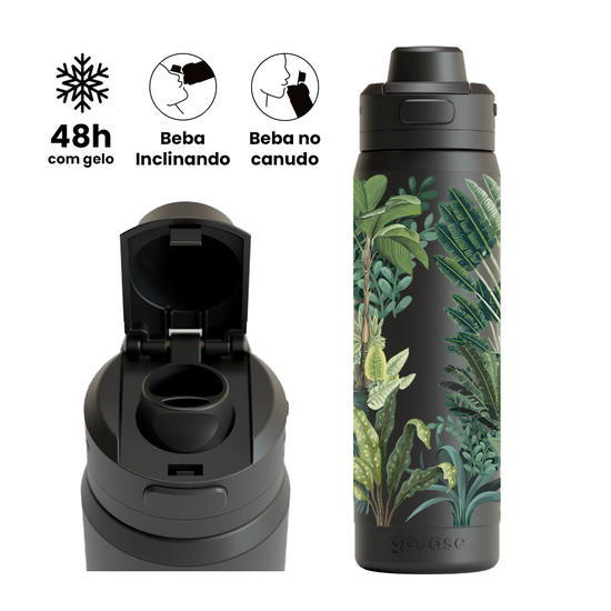 Garrafa Térmica Flip Pro + Ebook -  Tropical Jungle