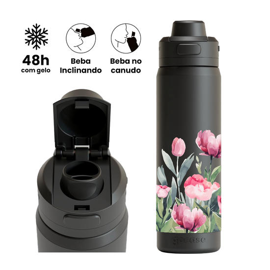 Garrafa Térmica Flip Pro - Tulips And Flowers