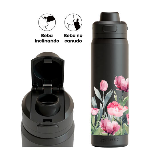 Garrafa Térmica Flip Pro - Tulips And Flowers