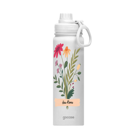  Garrafa Térmica Fresh - Flores com Fita