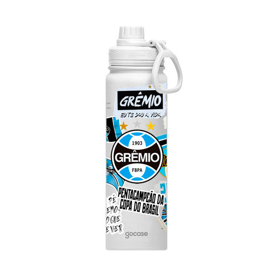 Garrafa Térmica Fresh + Ebook - Grêmio - Colagem 