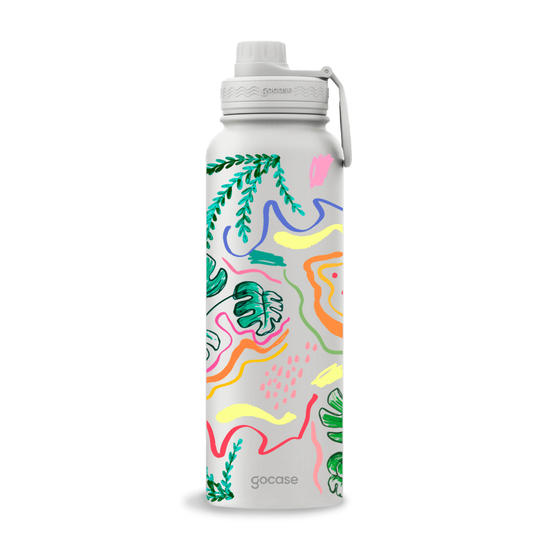 Garrafa Térmica Fresh - Rabiscos Folhagem