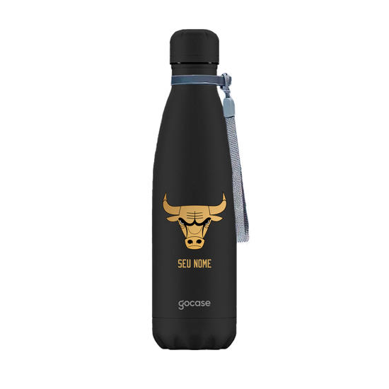 Garrafa Térmica Urban + Ebook - Chicago Bulls - Escudo Dourado