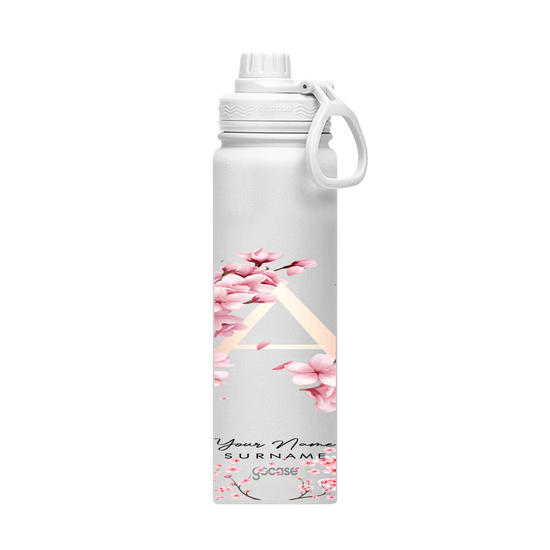 Insulated Water Bottle - Cherry Blossom Initial