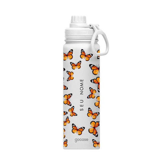  Garrafa Térmica Fresh - Orange Butterflies Handwritten