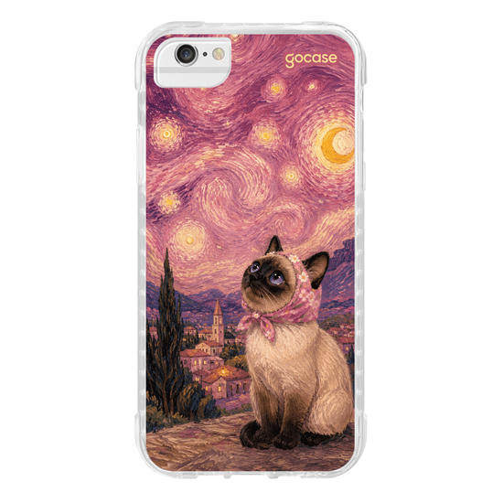 Capinha para celular  Gato na Noite Estrelada