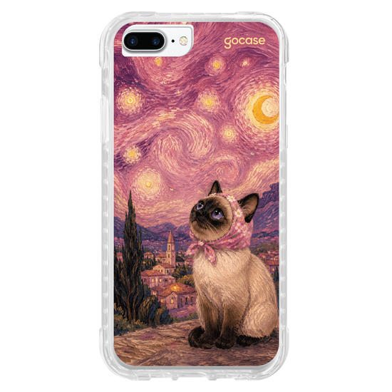 Capinha para celular  Gato na Noite Estrelada