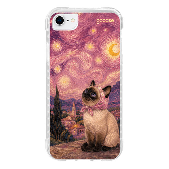 Capinha para celular  Gato na Noite Estrelada
