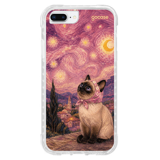 Capinha para celular  Gato na Noite Estrelada