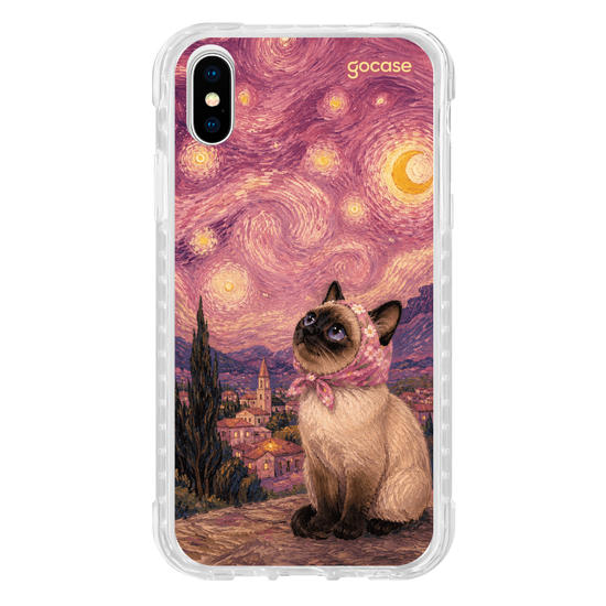 Capinha para celular  Gato na Noite Estrelada