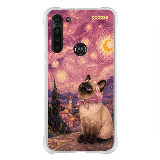 Capinha para celular  Gato na Noite Estrelada
