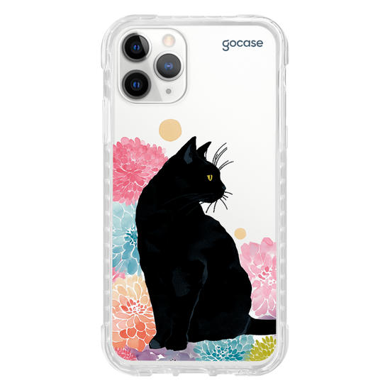 Capinha para celular  Gato Preto Floral