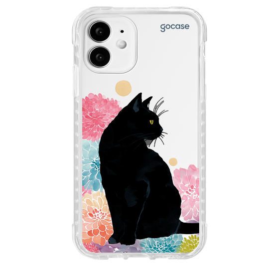Capinha para celular  Gato Preto Floral