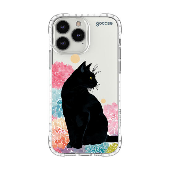 Capinha para celular  Gato Preto Floral