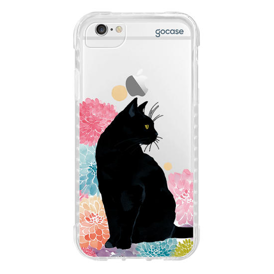 Capinha para celular  Gato Preto Floral