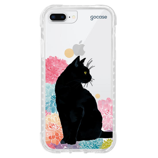Capinha para celular  Gato Preto Floral