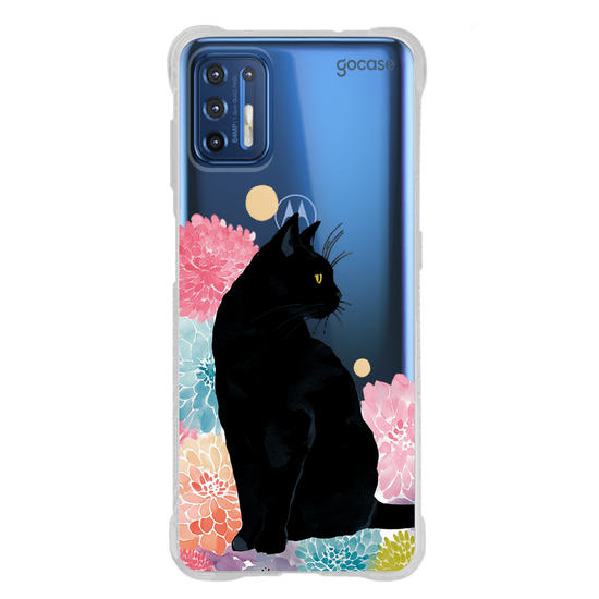 Capinha para celular  Gato Preto Floral