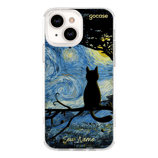 Capinha para celular Gato na Noite Estrelada