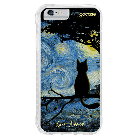 Capinha para celular Gato na Noite Estrelada