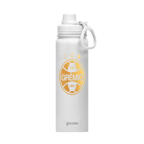 Garrafa Térmica Fresh + Ebook - Grêmio - Escudo Dourado