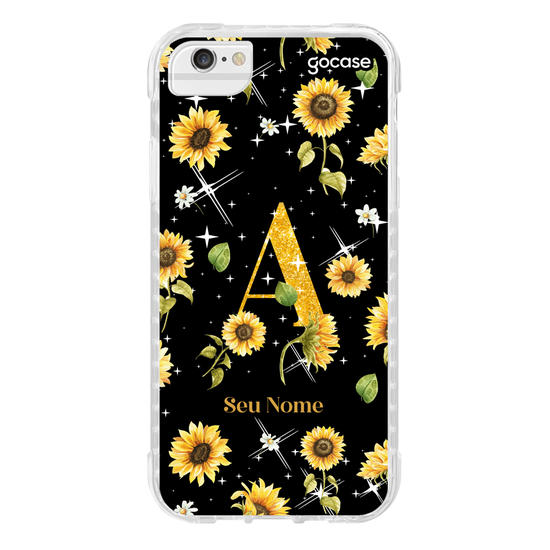 Capinha para celular Girassóis e Estrelas com Inicial
