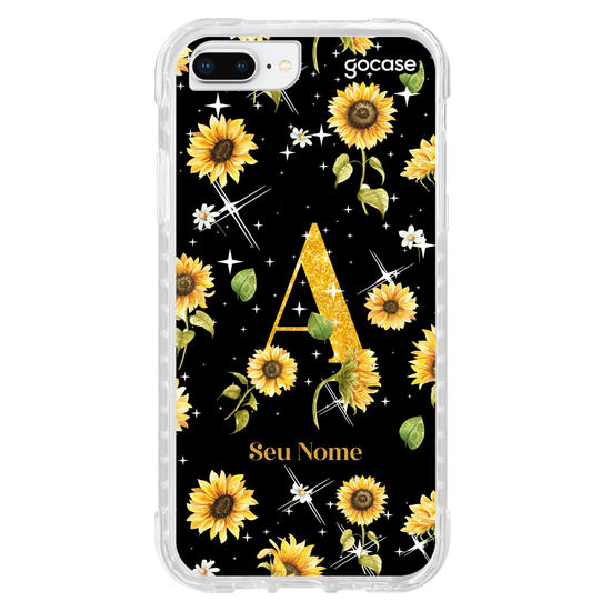 Capinha para celular Girassóis e Estrelas com Inicial