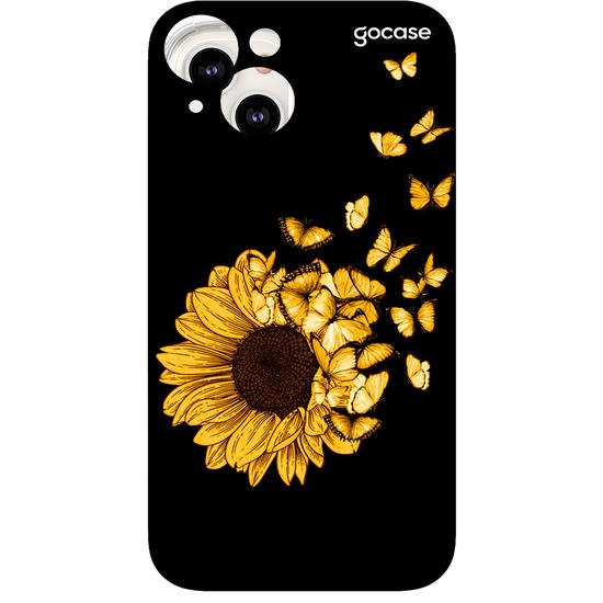 Capinha para celular Girassol e Borboletas