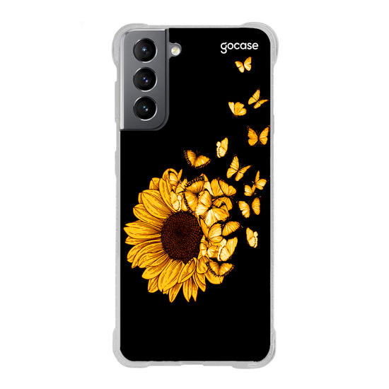 Capinha para celular Girassol e Borboletas