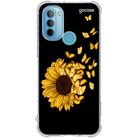 Capinha para celular Girassol e Borboletas