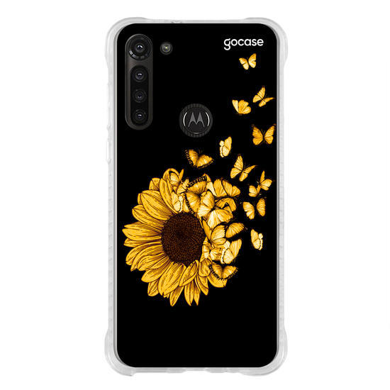 Capinha para celular Girassol e Borboletas