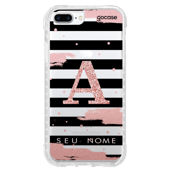 Capinha para celular Glam Stripes Inicial Glitter