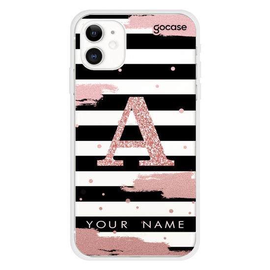 Glam Stripes Initial Glitter Phone Case
