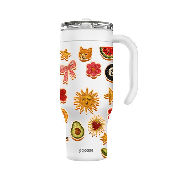 Copo Térmico Life + Ebook -  Glitter Stickers