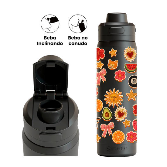 Garrafa Térmica Flip Pro - Glitter Stickers